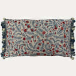 Bennison Cinnabar Faded on Oyster Cushion with Wendy Cushing Onion Fringe