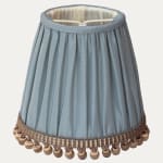 Claremont Faille Lugano Slate Blue Lampshade with Houles Beaded Fringe