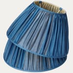 Striking Azure Blue Antique Uzbek Striped Silk Hand Sewn Lampshades