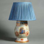 A fine polychrome Arita vase with floral decoration, now converted as a lamp