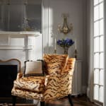 Scalamandre Tigre Silk Ivory Black and Gold Cushion