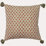 Aleta Fabrics Padma Buti on Green Cushion with Bespoke Tassels
