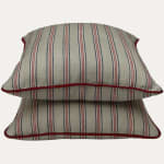 Robert Kime Tynemouth Stripe Eucalyptus Cushion with Contrast Piping
