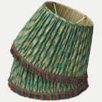 Fortuny Piumette Emerald Gold Handsewn Lampshade with Effile Tricoloure Trim