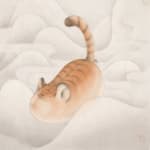 a tiger in orange color among clouds