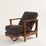 Eugène Printz, Fauteuil en noyer siège et dossier coulissant , circa 1930