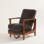 Eugène Printz, Fauteuil en noyer siège et dossier coulissant , circa 1930