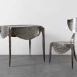 André Dubreuil, "Paris" pair of chairs with patina, 1988