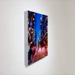Cityscape painting with blurred lights