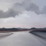 Landscape painting in gray and lavender tones