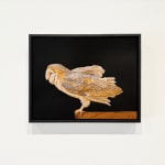 Painting of a brown owl on a ledge
