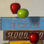 Still life painting with apples