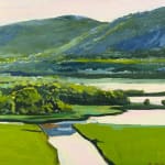 Painting of a landscape with mountains and rivers