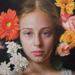 Painting of a girl with flowers in her hair