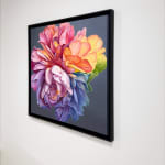 Painting of flower with rainbow petals