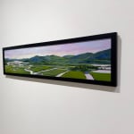 Painting of a landscape with mountains and rivers