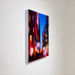 Cityscape painting with blurred lights