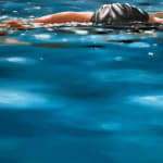 Painting of a woman in the ocean