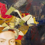 Painting of a woman with abstracted elements