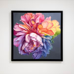Painting of flower with rainbow petals