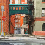 Painting of a puddle on a street in New York City