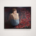 Painting of a woman sitting on carpet