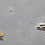 painting of boats in gray water