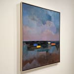 Abstract painting of boats in water