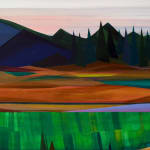 Geometric and colorful landscape painting