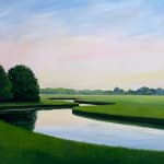 Painting of a marsh at dusk