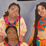 Painting of 4 women high contrast color clothing