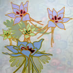 Abstract painting of colorful flowers