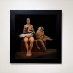Painting of a woman with bird and monkey