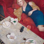 Painting of a woman laying on a couch