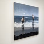 Painting of two boys playing in the ocean