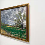 Painting of a rural landscape with a stormy sky
