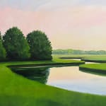 Painting of a marsh at dusk