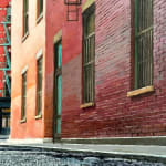 painting of puddle in the street of a Tribeca alleyway