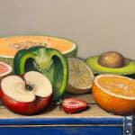 Painting of assorted bifurcated fruits and vegetables