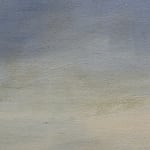 Painting of a river marsh with bushes and landscape