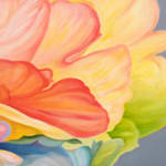 Painting of flower with rainbow petals