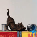 Top left detail of Cat with toppled paint cans spilling down colored boxes