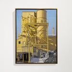 Oil painting of an industrial building