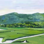 Painting of a landscape with mountains and rivers