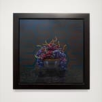 Painting of still life of dark purple fruit