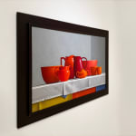 Painting of a still life with red vessels