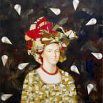 Painting of a woman with abstracted elements