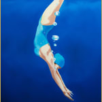 Female swimmer diving