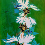 Abstract oil painting with flowers