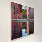 painting of puddle in the street of a Tribeca alleyway